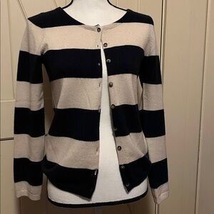 Boden stripped Cashmere Crewneck Cardigan Sweater size 2